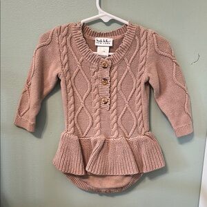 Pink Cable Knit Baby Sweater Onesie